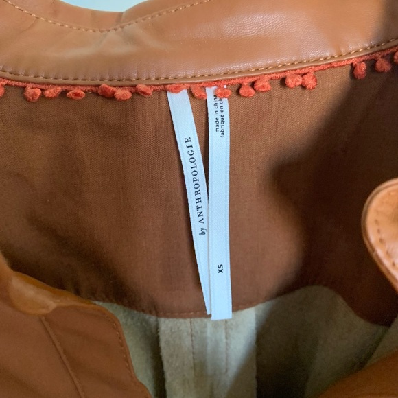 Anthropologie Faux Leather Blouse in Tan - Picture 7 of 8